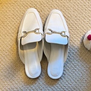 a new day White Mules with Silver Accent